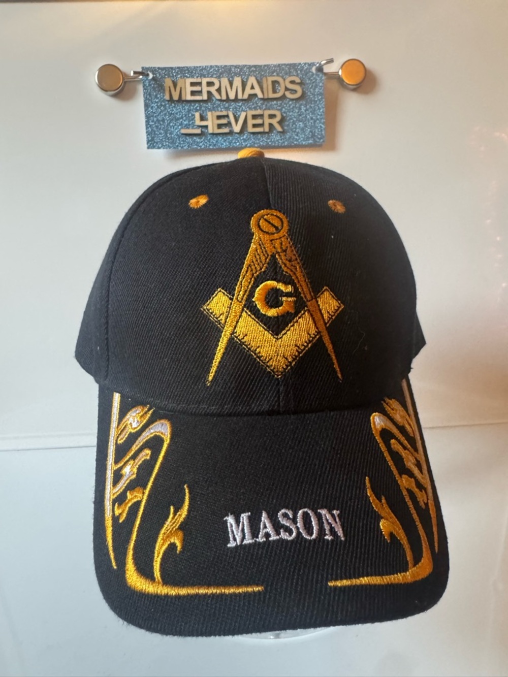 Freemason Embroidered Mason Black Cap with Gold Masonic Emblem One Size